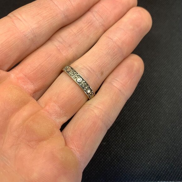 VTG Sterling Silver 925 Sun & Star Design Cigar Style 3.7mm Band Ring Size 8.75 - Picture 5 of 8